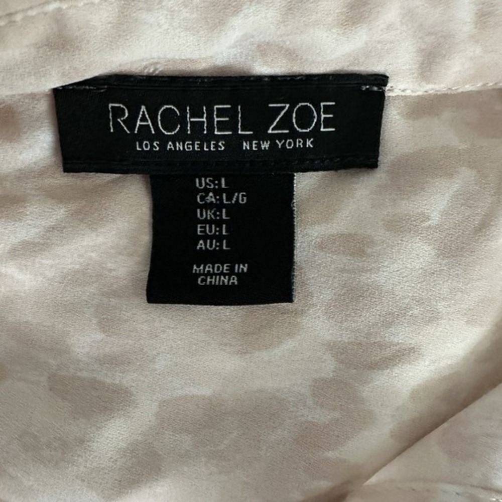 Rachel Zoe Pink Leopard Blouse Large Long Sleeve Button‎ Down - Picture 7 of 9